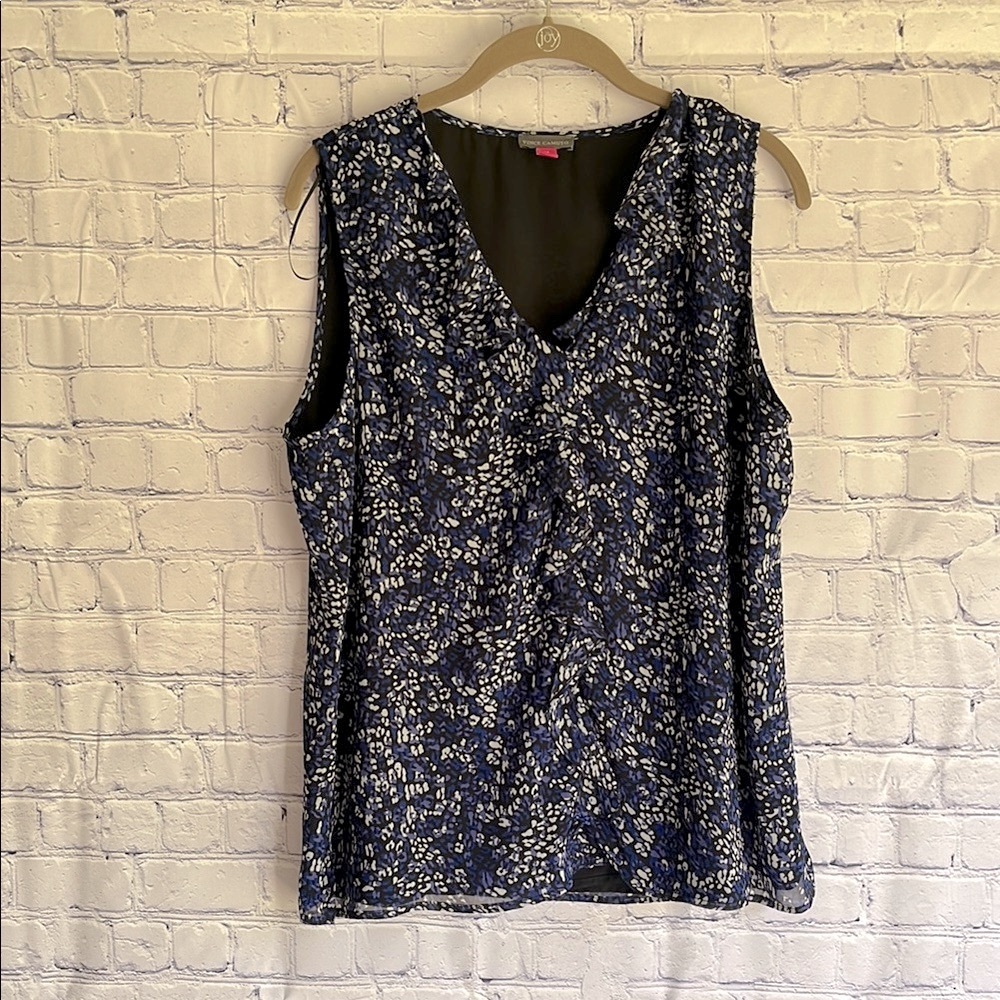 Vince Camuto Women's Sleeveless blue, black,‎ purple leopard print Top Size M